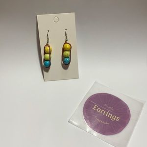 Yellow, mint and blue colored bead earrings